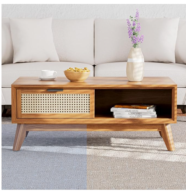 Acacia Wood Coffee Table with Storage – New in Box