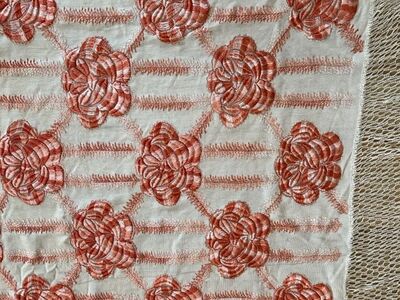 Vintage/Antique Pale Pink Silk Floral Embroidered Piano Shall - 1920's