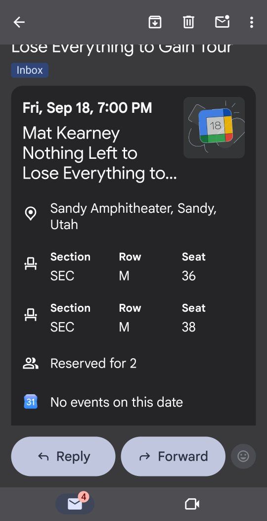 Friday night,  Sept 18 Mat Kearney 2 tickets