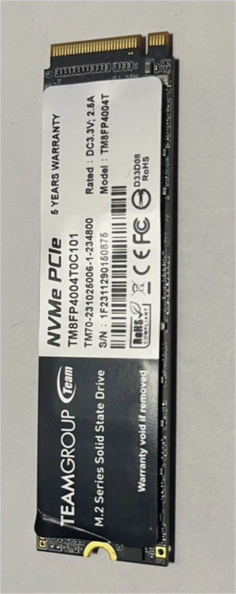 TeamGroup High Capacity MP34 4TB SSD w/DRAM cache, built on reliable TLC NAND STORAGE