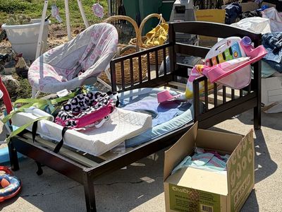 Multi-Item Yard Sale - Toddler Bed, Baby Gear, Clothing & Household Items. 2145 w 5025 s Roy ut