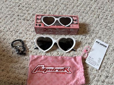 New Pit Viper The Admirer Heart-Shaped Sunglasses White with Original Box and Pouch