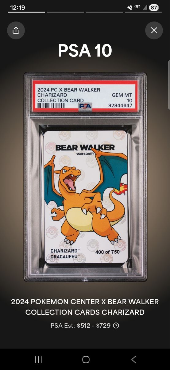 Pokémon Center × Bear Walker: Charizard Skateboard 2024 Pop 750 - PSA 10 CARD