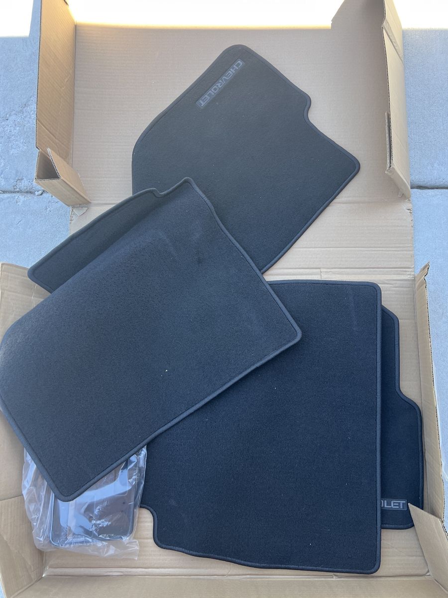 Chevrolet OEM Black Carpet Floor Mats - Full Set, Logo Embroidered, New Condition
