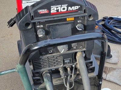 Lincoln Electric Power MIG 210 MP Welder with Gas Tank and Cart - Excellent Condition