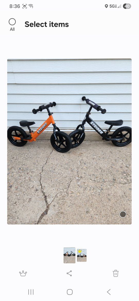 strider, Balance Bike, orange, black, Good Condition