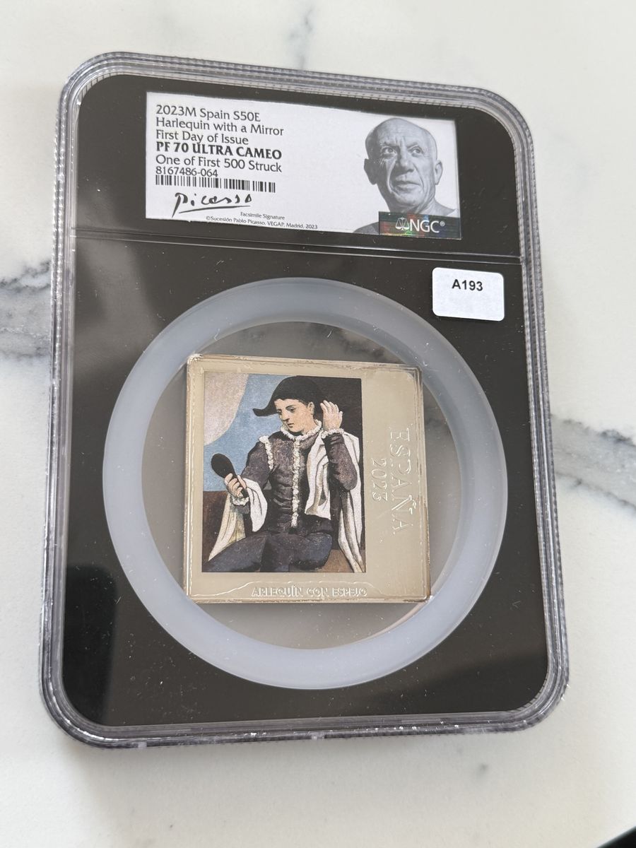 2023-M Harlequin with a Mirror Picasso Spain Silver 50 Euro NGC PF-70 ULTRA CAMEO