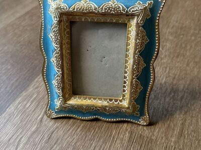 Hand Painted Picture Frame Florentine Gilt & Blue