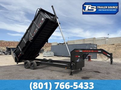 7x20 Maxx-D DSX Gooseneck Dump Trailer - 48" Sides - 24K GVWR 7 Gauge Floor, Battery, Dual Jacks, Electric Tarp, Hydraulic Disc