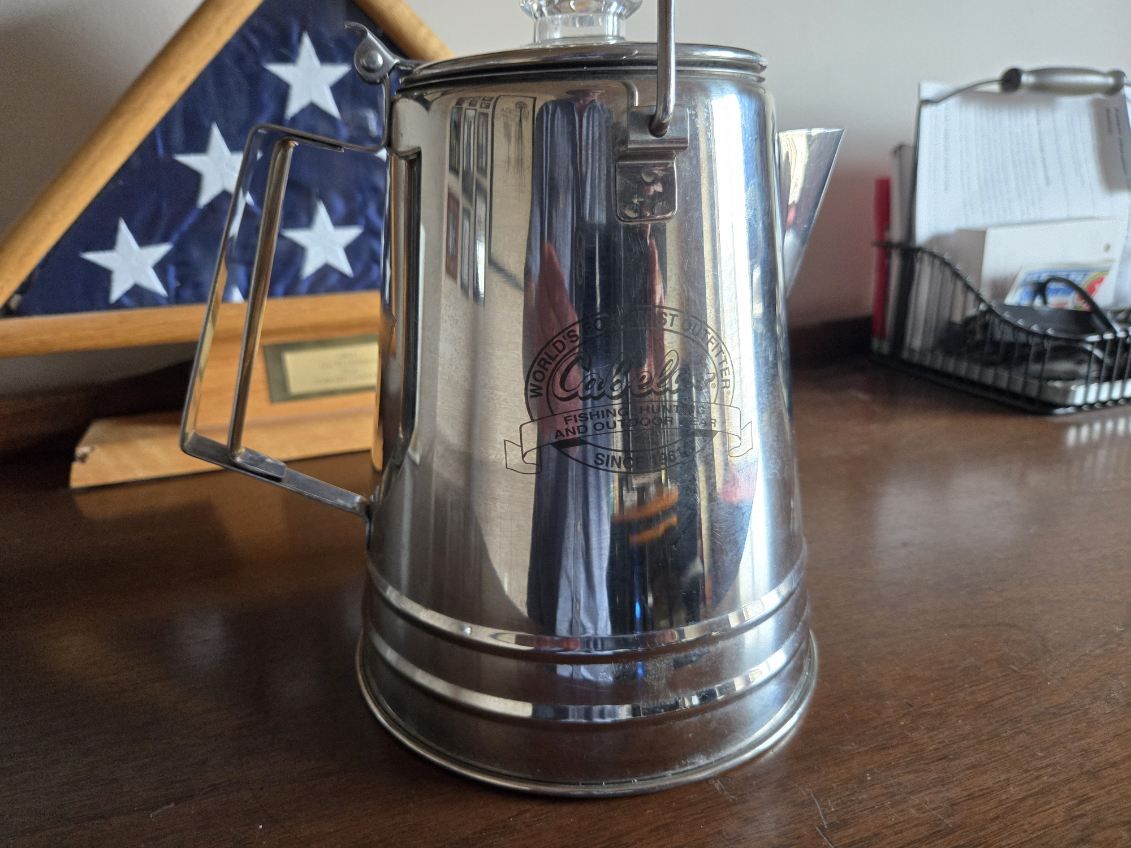 Cabelas camp 8 cup stainless percolator coffee pot