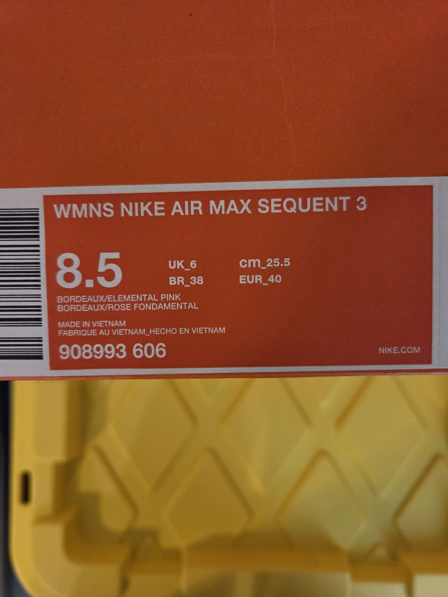 WMNS Nike Air Max Sequent 3 Bordeaux Elemental Pink Running Shoes - Size 8.5