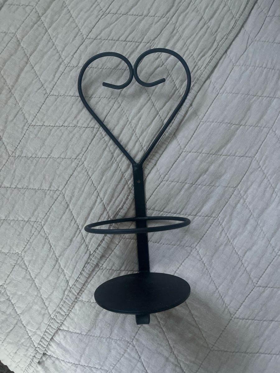 Metal Heart Design Wall Sconce Candle Holder - Black