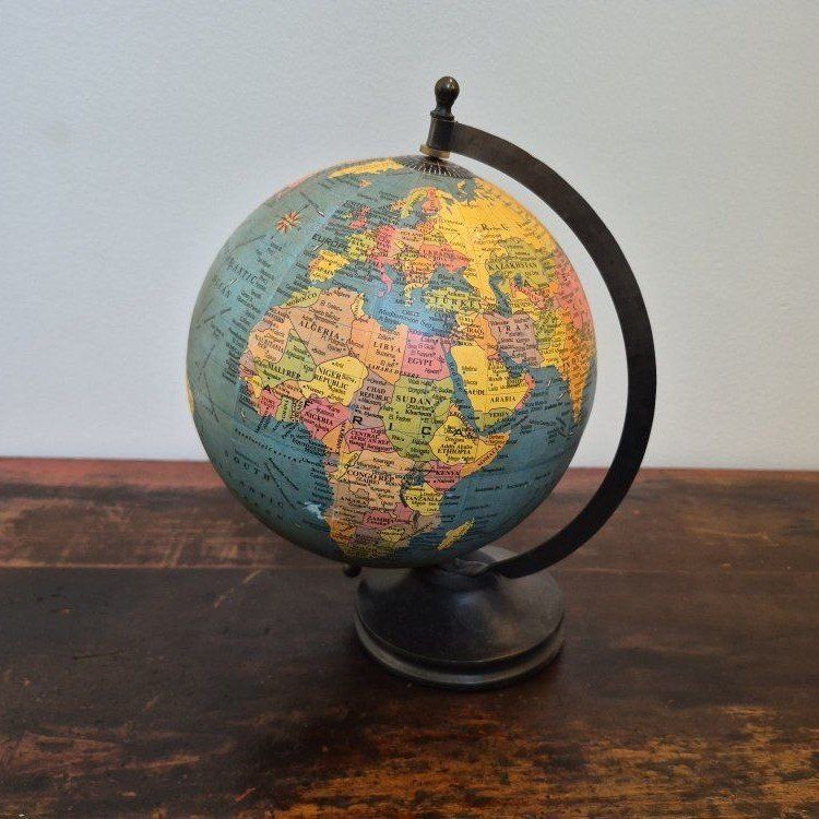 Vintage Replogle 6" World Nation Globe with Metal Stand