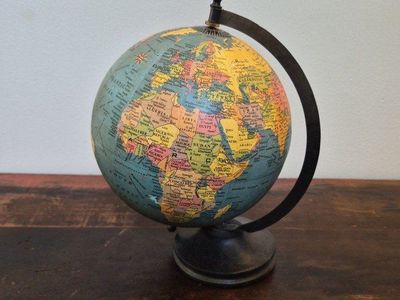 Vintage Replogle 6" World Nation Globe with Metal Stand