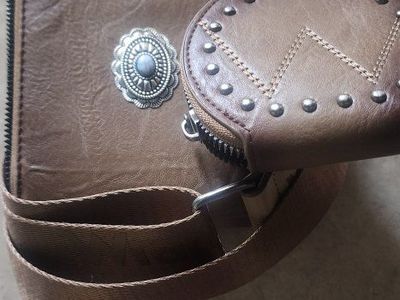 Wrangler Western Crossbody Bag with Detachable Coin Purse - Brown, Concho & Studded Details