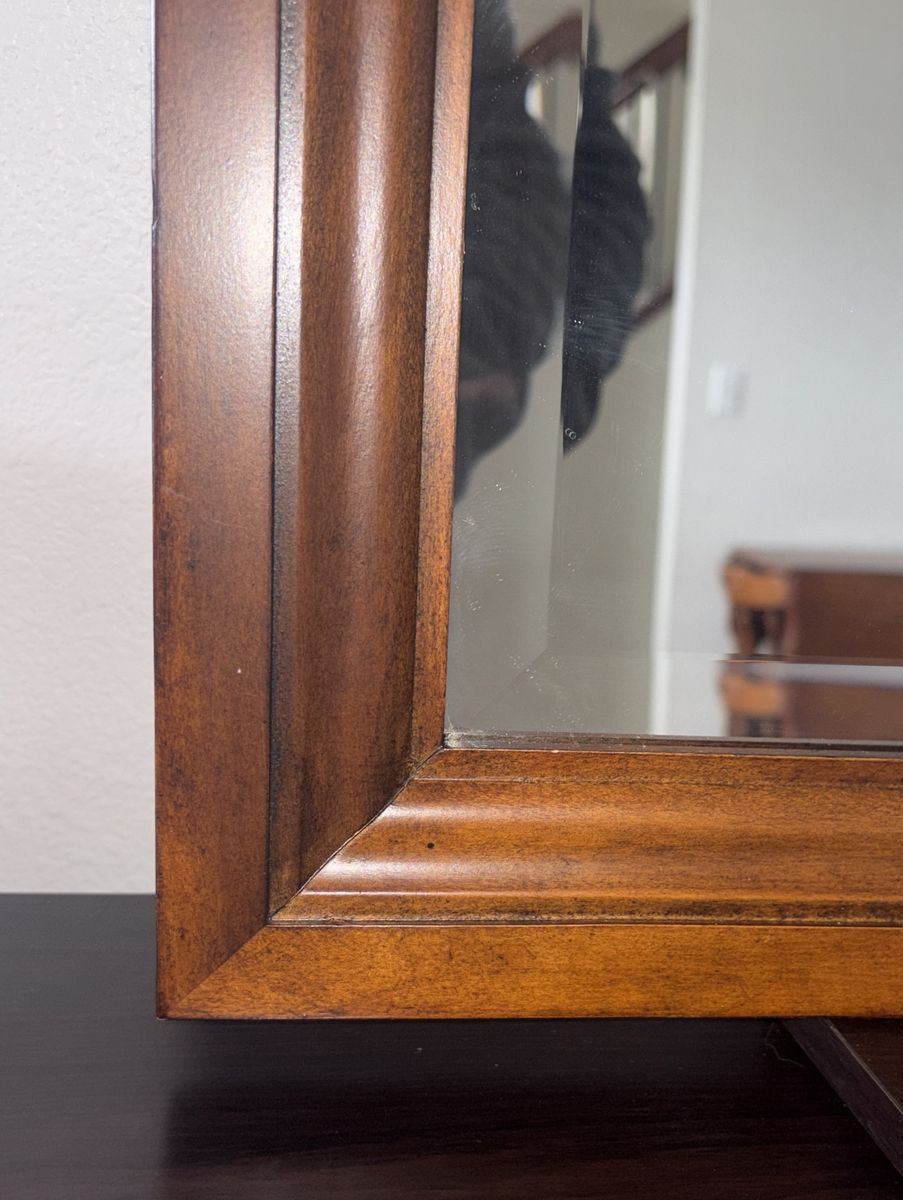 FREE DELIVERY - 43 x 34 - Large Beveled Brushed Framed Mirror Cherry Brown