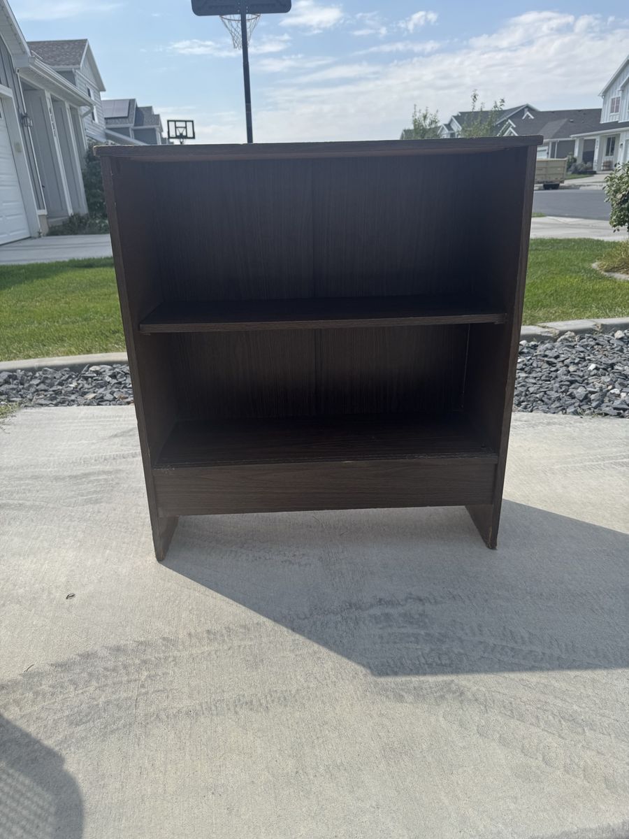 Dark Wood Laminate Short Bookshelf