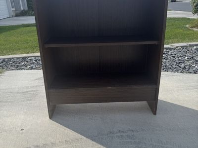 Dark Wood Laminate Short Bookshelf
