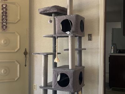 Multi-Level Cat Tree Condo w/ Scratching Posts & Ramps - Grey