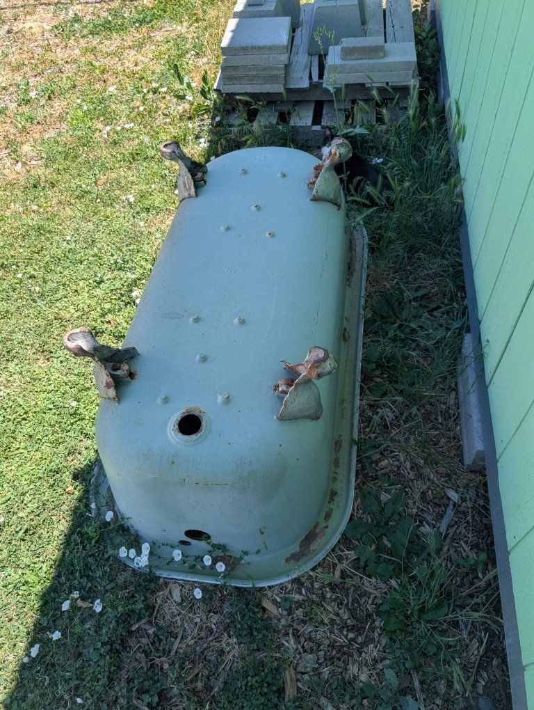 Vintage Cast Iron Bathtub with Claw Feet - Rustic Green Finish