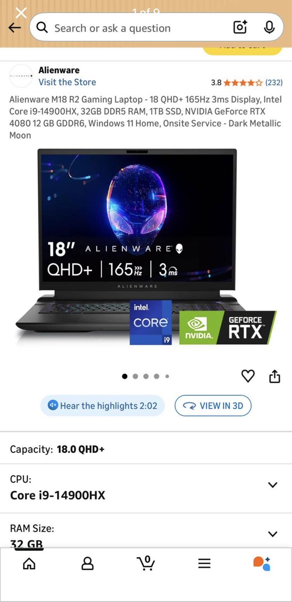 Alienware gaming laptop