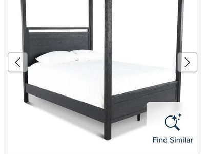 Light Grey real wood King Canopy bed