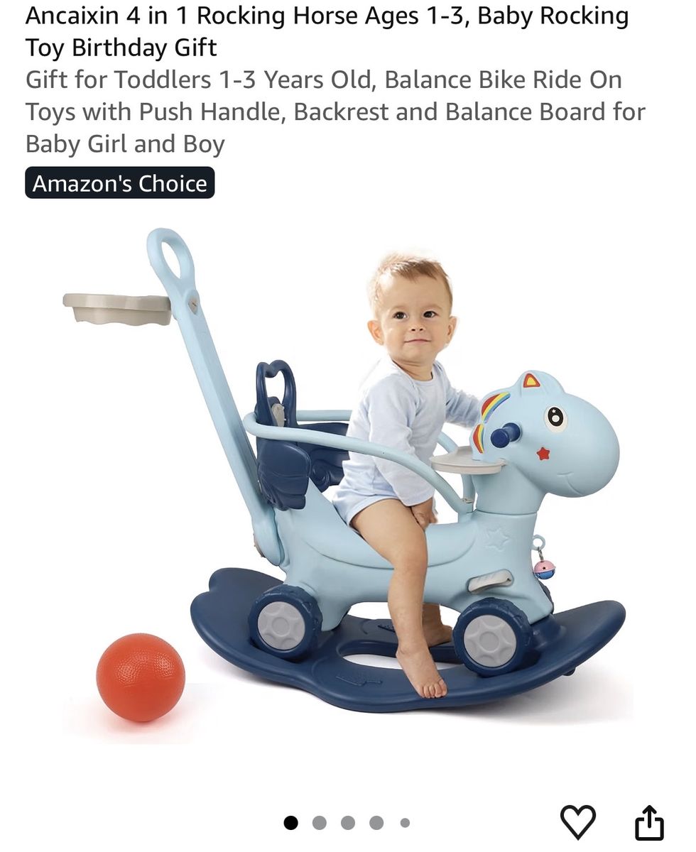 Ancaixin 4-in-1 Rocking Horse and Ride-On Toy for Toddlers, Blue