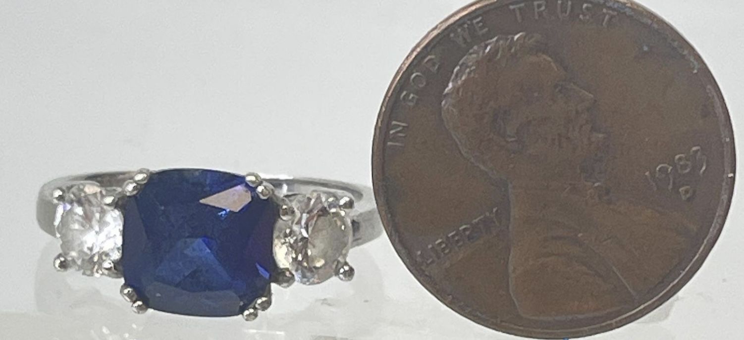 Sterling silver sapphire and CZ earrings and ring