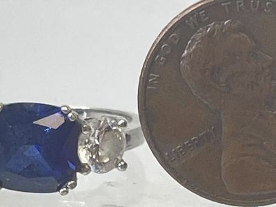 Sterling silver sapphire and CZ earrings and ring