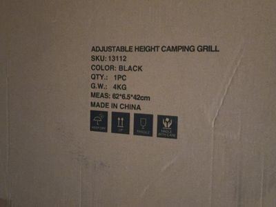 Adjustable Height Black Camping Grill - Portable & Lightweight 4KG