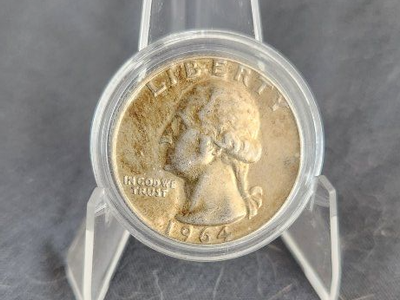 Silver 1964 D Quarter Dollar Gold Toner