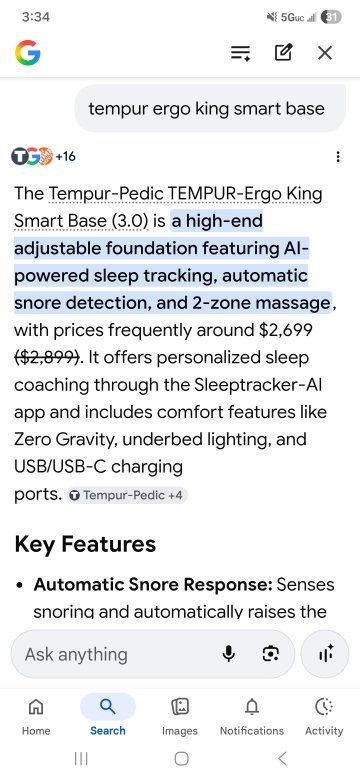 Tempur-Pedic TEMPUR-Ergo King Smart Base 3.0 - AI-Powered Sleep Tracking, Snore Detection, 2-Zone Massage and King Mattress