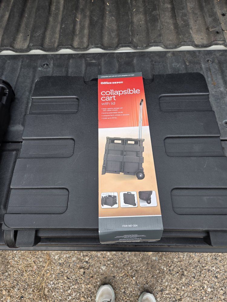 Office Depot Black Collapsible Mobile Cart with Lid