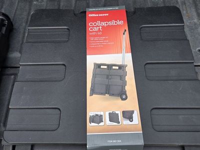 Office Depot Black Collapsible Mobile Cart with Lid