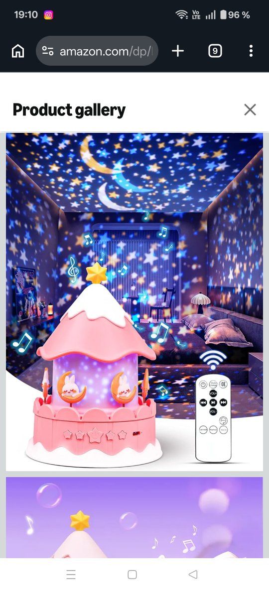 Unbranded Baby Star Projector Night Light with Music & Remote, 21 Films, 360° Rotation