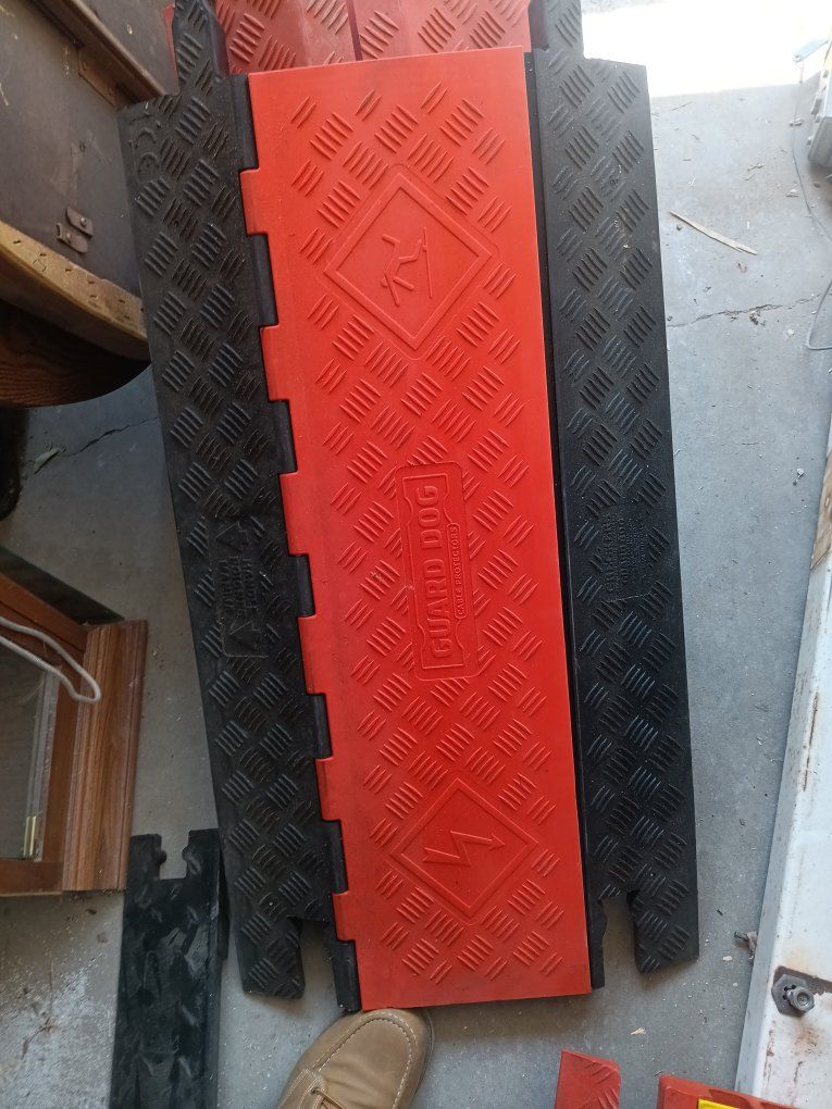 Guard Dog Cable Protector Ramps - Interlocking, Heavy-Duty, 5-Channel, Red/Black