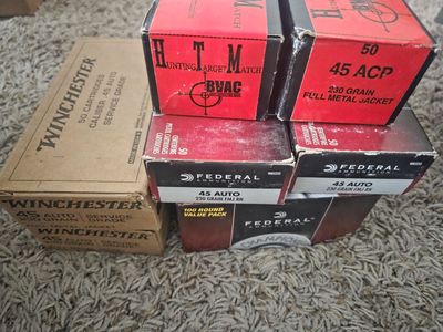 Bulk 45 ACP ammo, 500 rounds Federal, Winchester, HTM