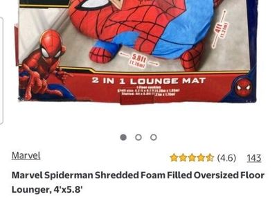 Marvel Spiderman Shredded Foam Filled Oversized Floor Lounger, 4'x5.8'