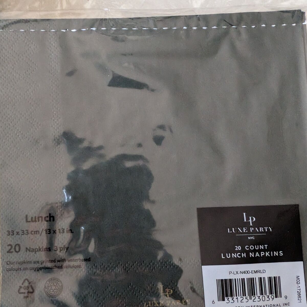 Dark green napkins, 100 count, new in package