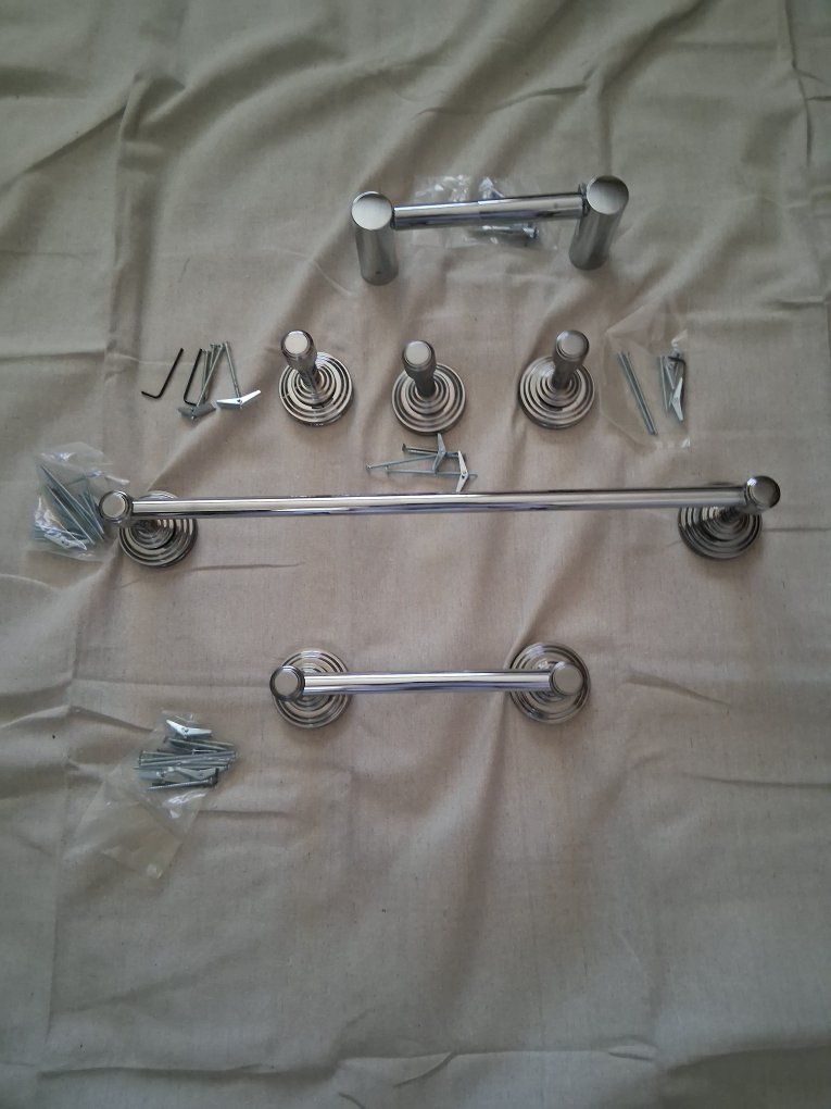 Moen Align YB0486CH Chrome Towel Bar & Newport Brass Polished Chrome Garment Hooks Set