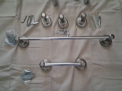Moen Align YB0486CH Chrome Towel Bar & Newport Brass Polished Chrome Garment Hooks Set
