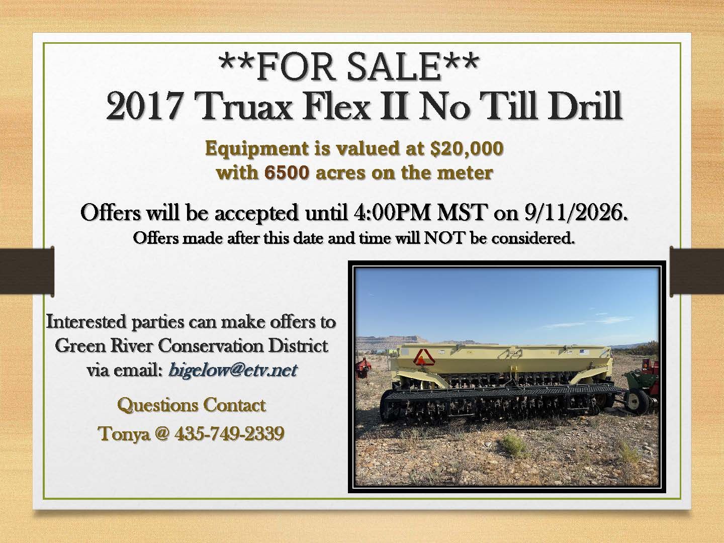 2017 Truax No Till Drill