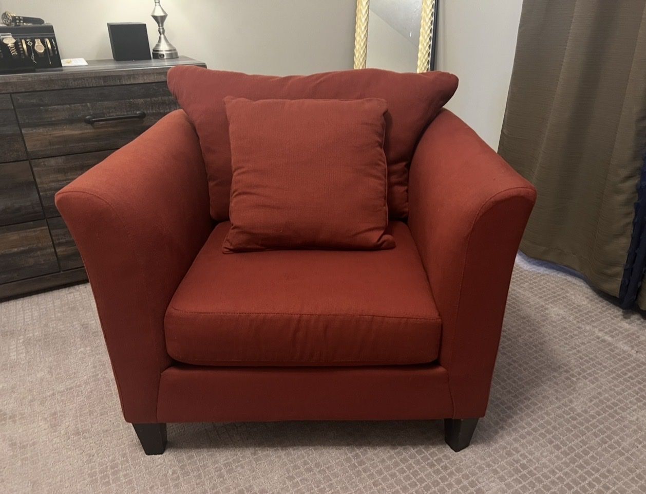 Red Comfy Chair with pillow