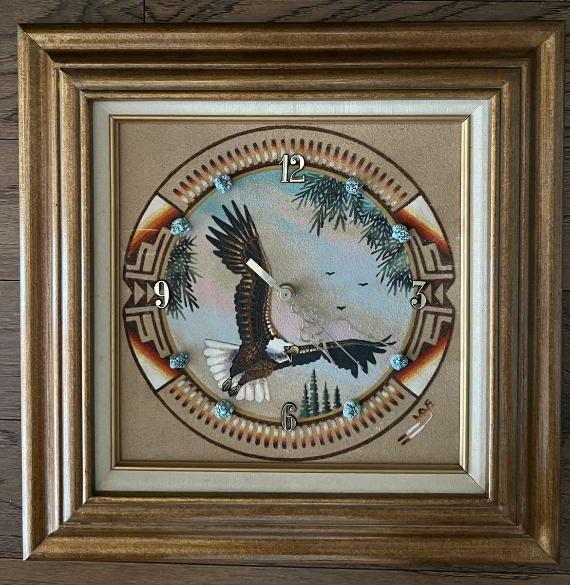 Original NAVAJO SANDPAINTING Clock