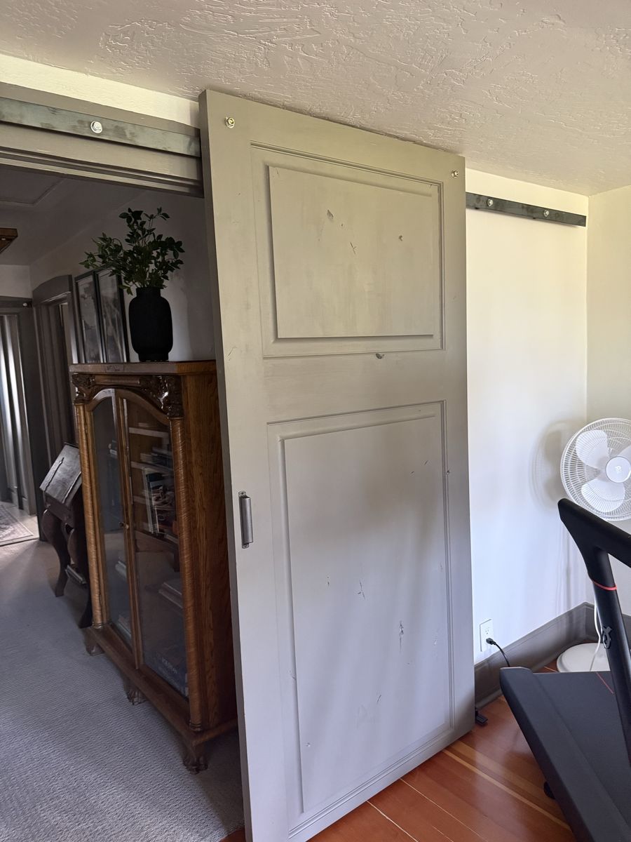 Large Gray Barn Door, Sliding Interior Door, Paneled Design, Hardware Included
