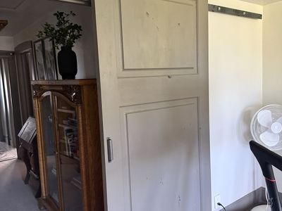 Large Gray Barn Door, Sliding Interior Door, Paneled Design, Hardware Included
