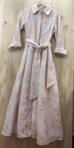 Ricki Freeman Teri Jon Pink Floral Metallic Long Shirt Dress - Size 10