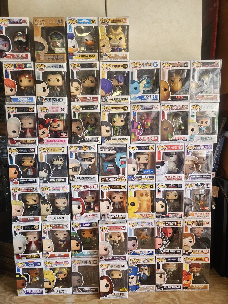 Large Lot of 60+ Funko Pop! Vinyl Figures - Wide Variety of Characters, In-Box Collector's Set
