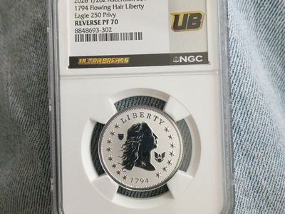 2026 1/2oz Ascension S$1 1794 Flowing Hair Liberty Eagle 250 Privy Reverse PF 70 NGC Ultra Breaks Coin