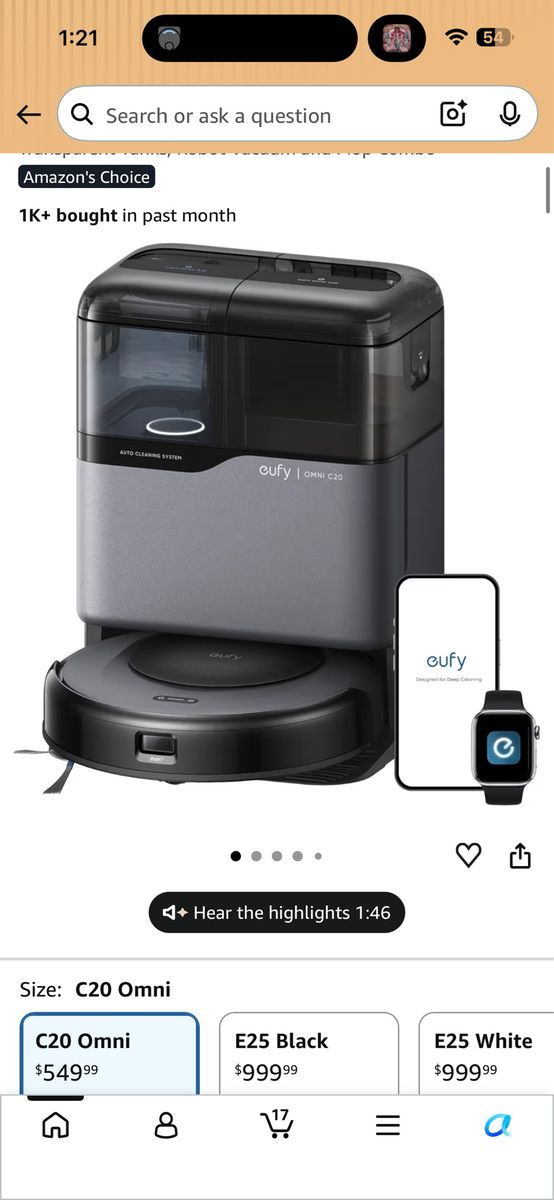 Eufy Omni c20 mop/vacuum combo